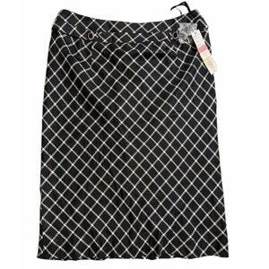 Antonio Melani Women’s Skirt‎ Size 2 Black White Plaid Vintage-Inspired Silk